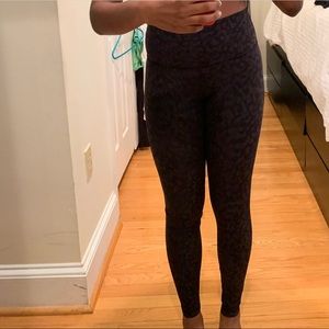 lululemon black printed wunder under leggings sz 6